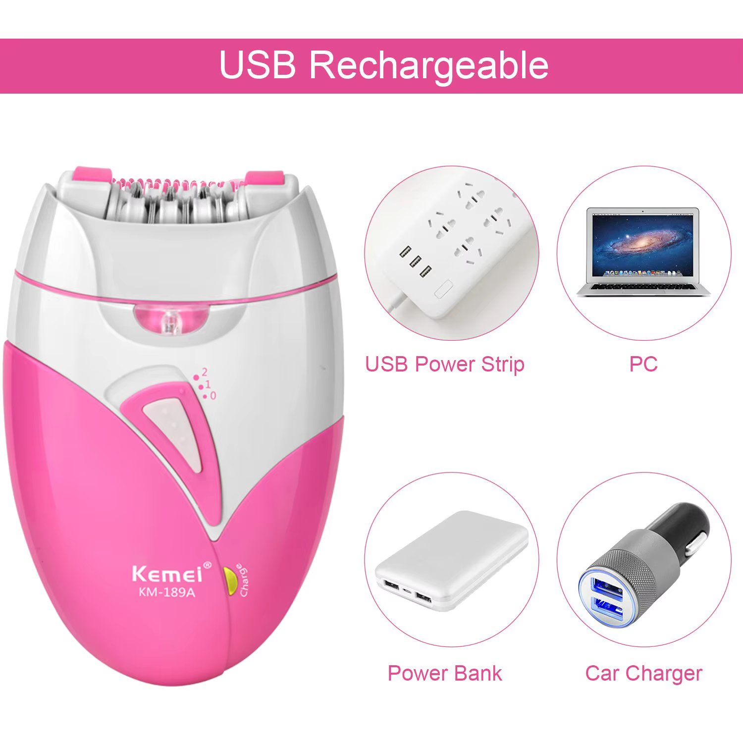 Épilateur électrique Kemei KM-189A pour femmes