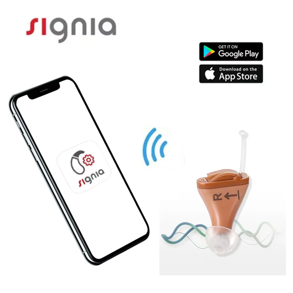 Signia 8 canaux numérique Invisible CIC aide auditive RUN Click ITC Signia Smartphone APP ajustement étui sec