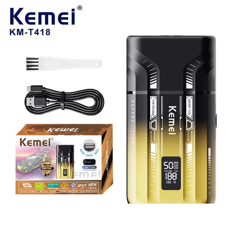Rasoir électrique KEMEI KM-T418 à 2 lames oscillantes pour homme