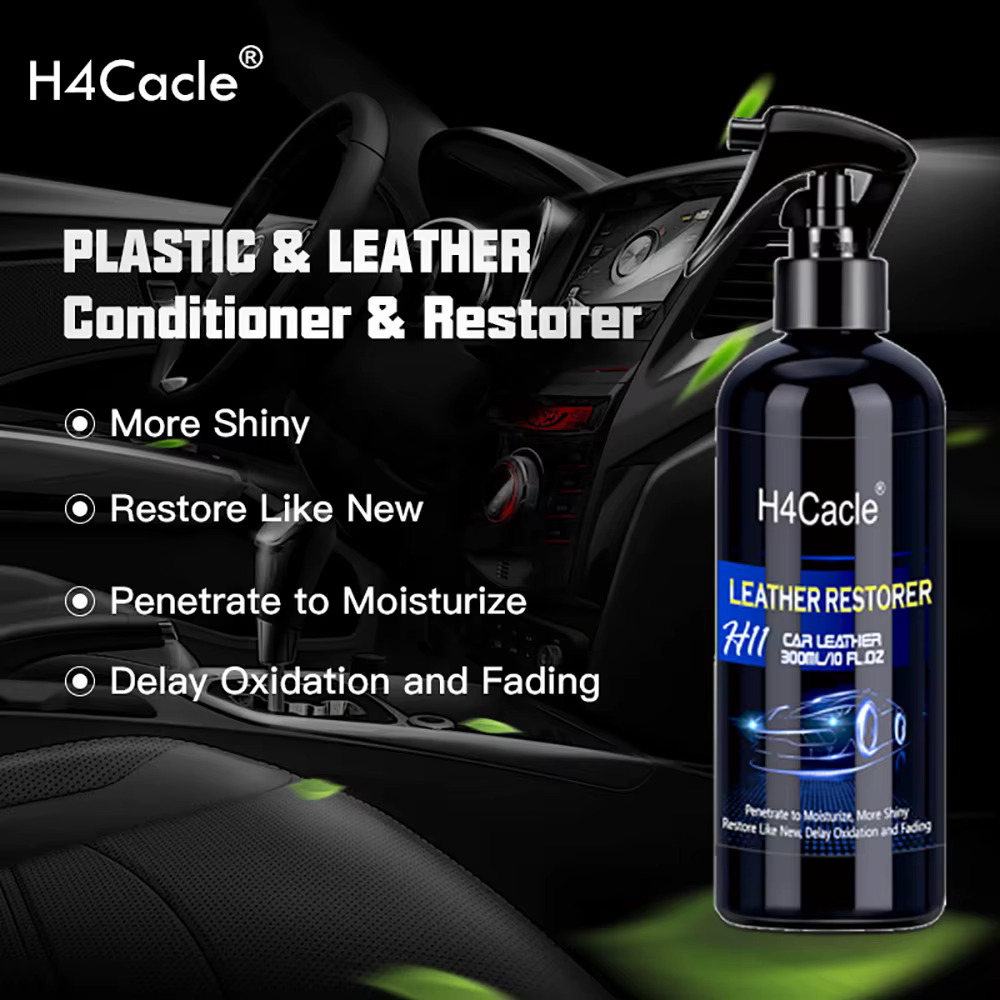 Spray de restauration du cuir A Luquid pour les intérieurs de voiture rafraîchissants, brillance pour réparer les sièges en cuir, restaure les pièces en plastique noir