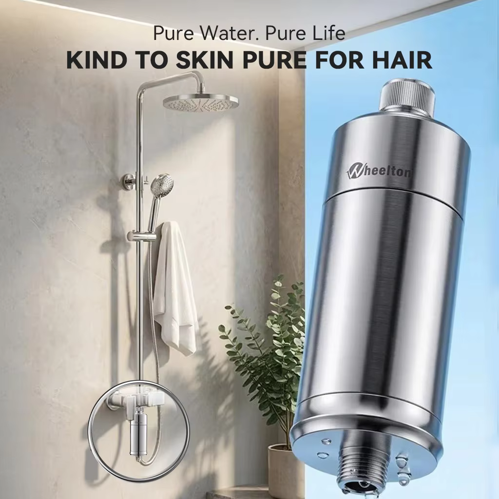 Filtre à eau pour douche domestique Wheelton - Filtre à eau qui réduit le chlore, les métaux lourds et les sédiments, améliore la peau sèche et les démangeaisons, et la perte de cheveux