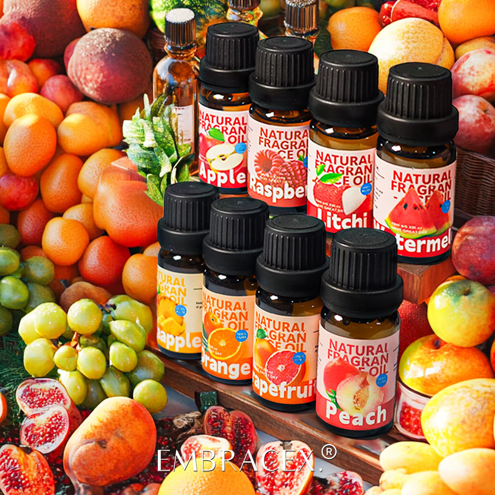 28 types d'huiles essentielles de fruits, huile parfumée aux fruits pour diffuseur, fabrication de bougies - Fraise, citron, pêche, banane, mangue