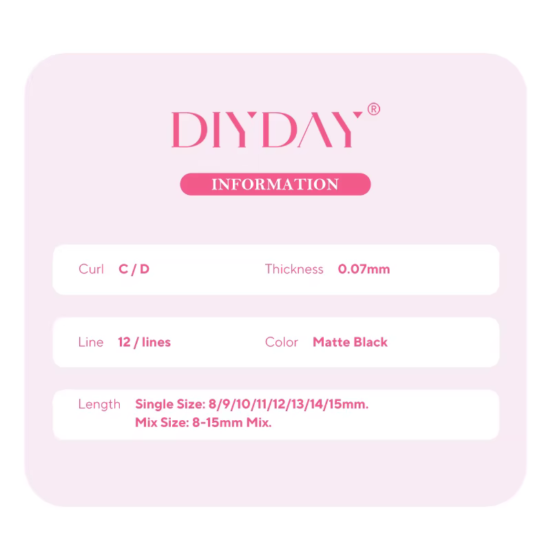 DIYDAY Extension de cils YY en forme de U Premium PBT Double couche U Sahpe YY