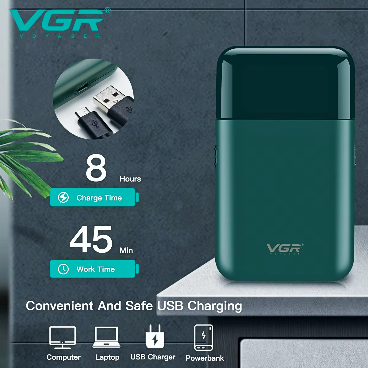VGR Rasoir électrique Tondeuse À Barbe Professionnelle