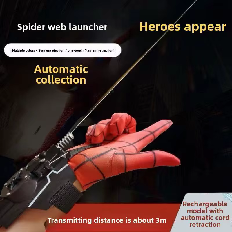 Gant Lanceur de Filets Web, Lanceur Automatique à Ventouse, Gadget de Poignet Rechargeable par USB, Accessoire de Cosplay, Cadeau pour Enfants