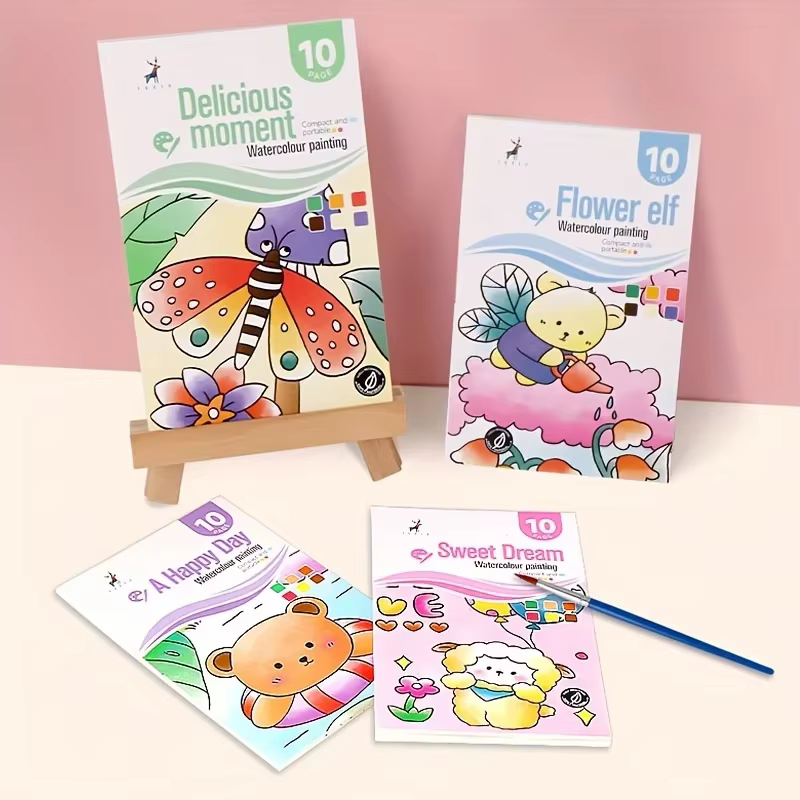 Livre de peinture à l'aquarelle avec 1 livre, 1 stylo, poudre d'eau, Graffiti, dessin, peinture autonome, papier de peinture pour coloriage