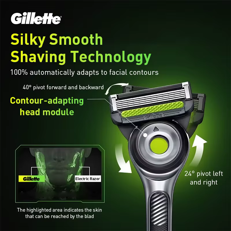Rasoir Gillette Labs pour hommes, rasoir à 5 lames nano, tondeuse de précision arrière, 1 manche, 4 lames, 1 boîte