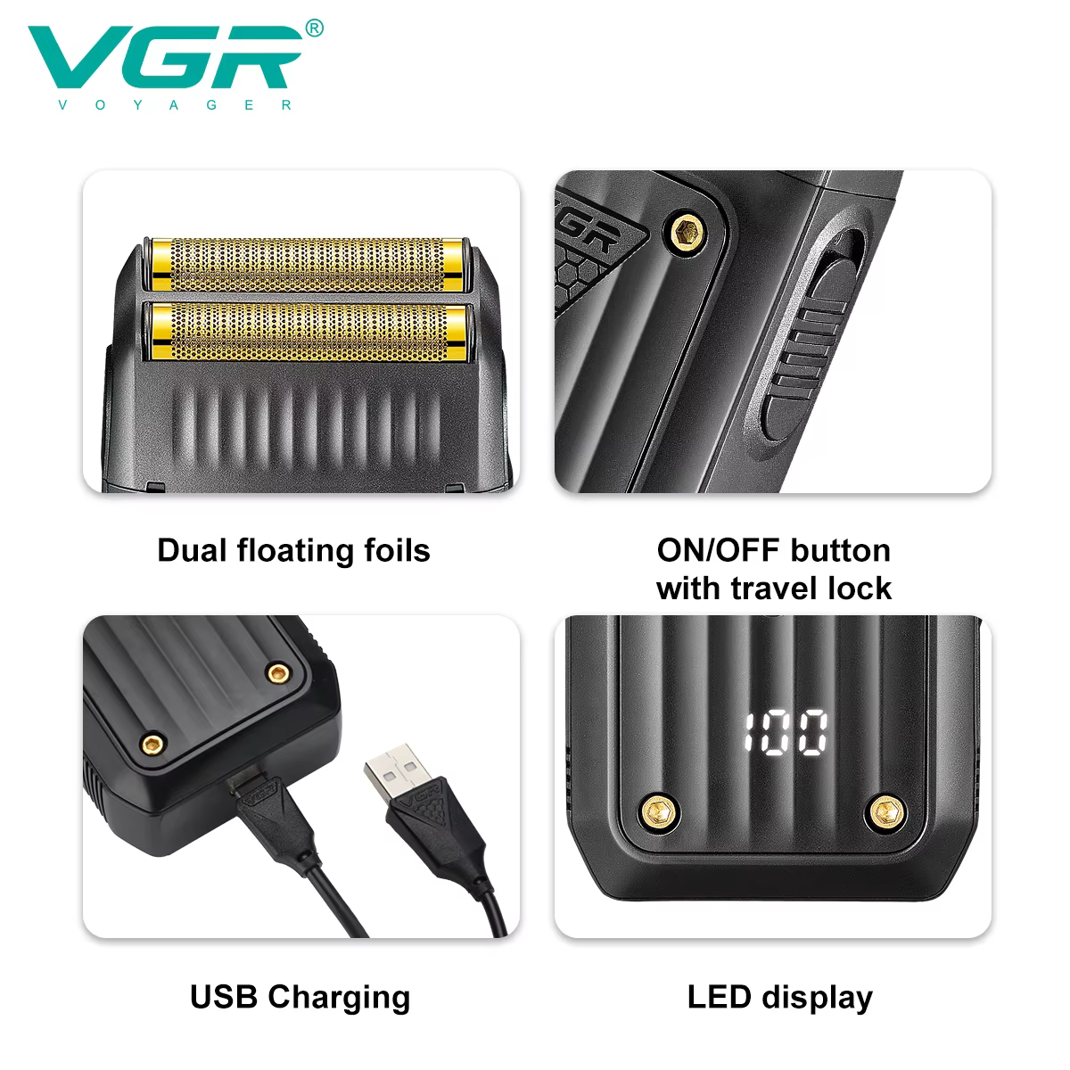 VGR Rasoir rasoir électrique homme Professionnel Rasoir Électrique Tondeuse tondeuse homme professionnelle à barbe