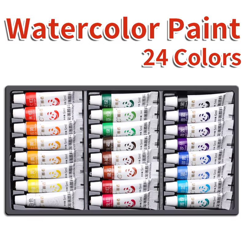 Ensemble de peinture aquarelle, 24 Tubes de 5ml/0.17oz, couleurs intenses pour la peinture de figures et de paysages, valeur pour adultes et artistes