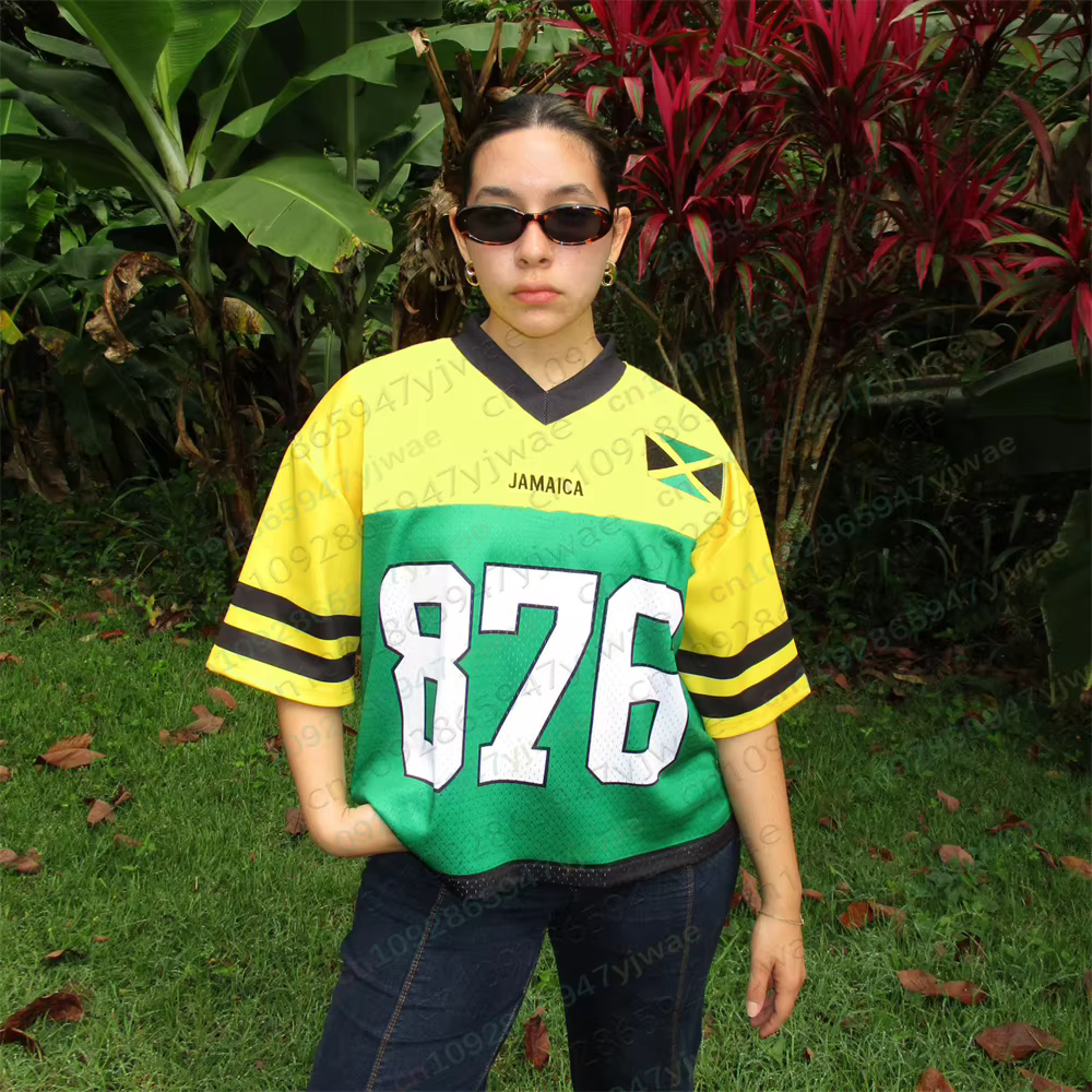 Maillot de la Jamaïque 2026, couleurs du drapeau, streetwear oversize, vêtements de sport décontractés, maillots à manches courtes, t-shirts d'été pour hommes et femmes
