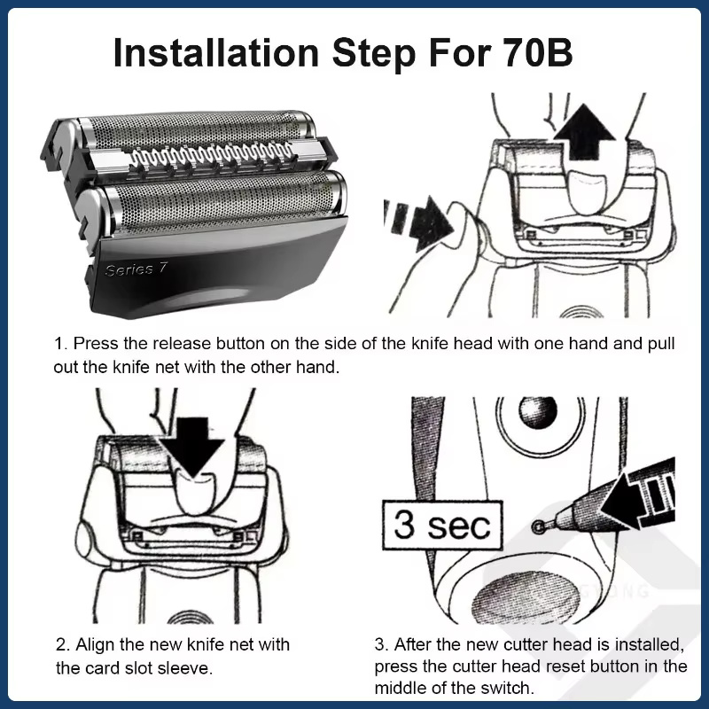 Tête de rechange 70B pour rasoir électrique Braun série 7 720 720s-3 720s-4 720s-5 730 790cc-3 790cc-4 790cc-5 795cc-3