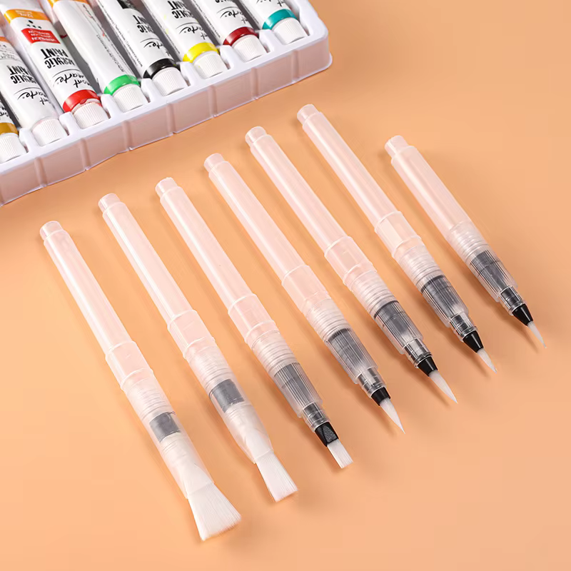 Stylos à pinceaux pour aquarelle, fonction de stockage d'eau, pinceaux de peinture pour aquarelle, fournitures artisanales d'art, accessoires d'artiste, 3/7 pièces