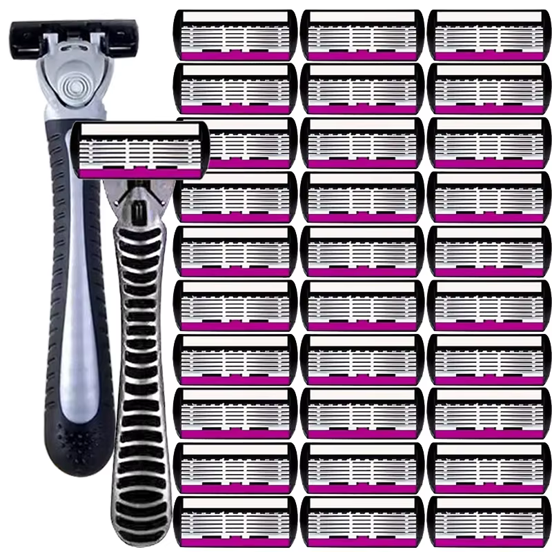 3/6/12 pièces/ Lames de rasoir de sécurité pour homme de haute qualité, cartouches de rasage en acier inoxydable allemand à 6 couches compatibles avec les rasoirs Mach