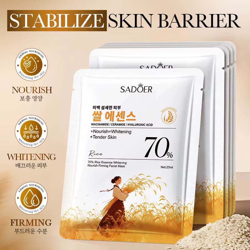 SADOER masques faciaux blanchissants au riz blanc hydratant Anti-rides Anti-âge masque hydratant coréen soins de la peau cosmétiques