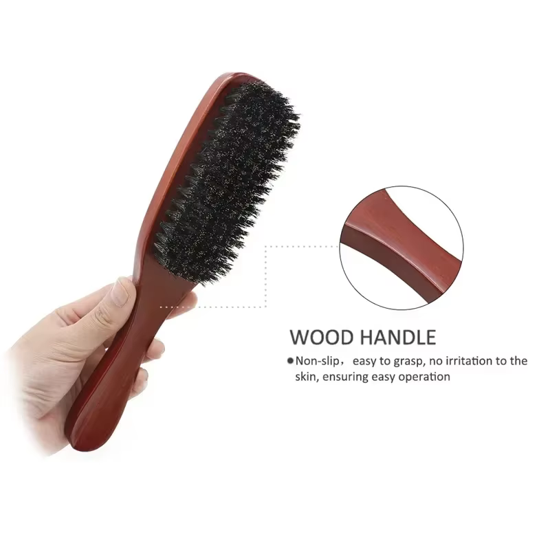 Brosse à barbe professionnelle en poils de sanglier naturels pour hommes