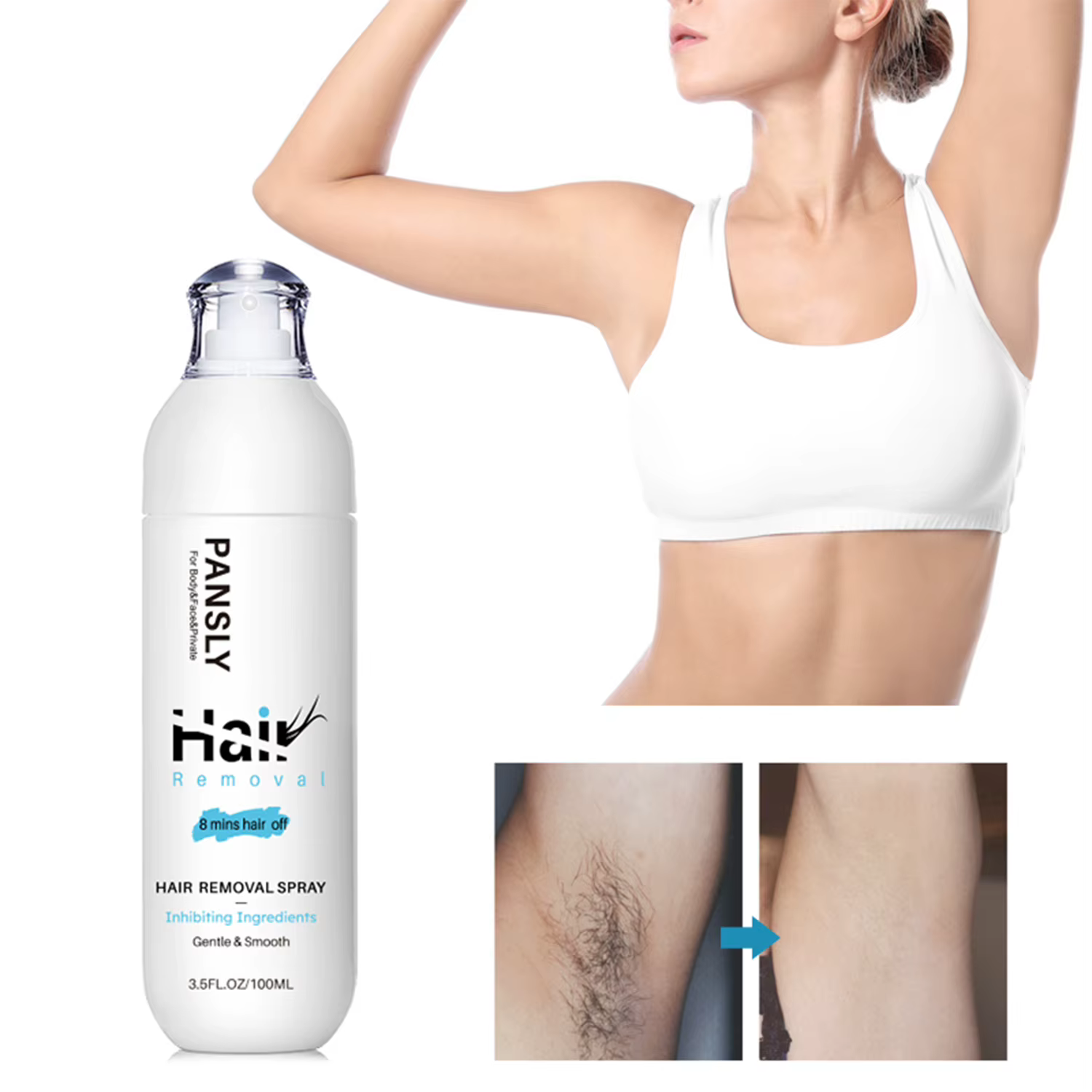 PANSLY Spray d'épilation pour femmes 2 en 1