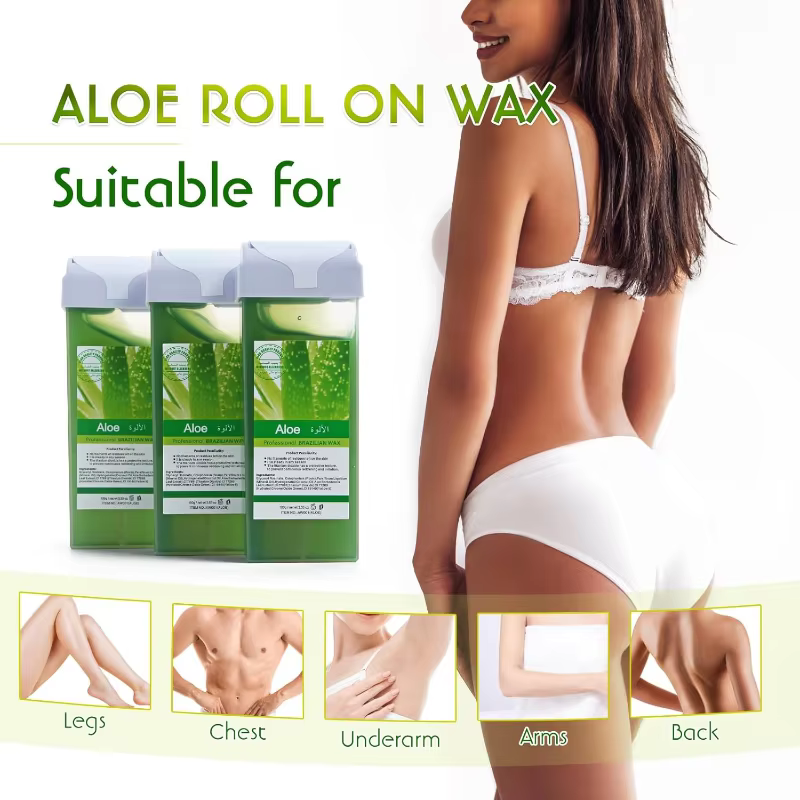 Kit d'épilation à la cire roll-on unisexe à l'aloe vera 2026 avec chauffe-cire
