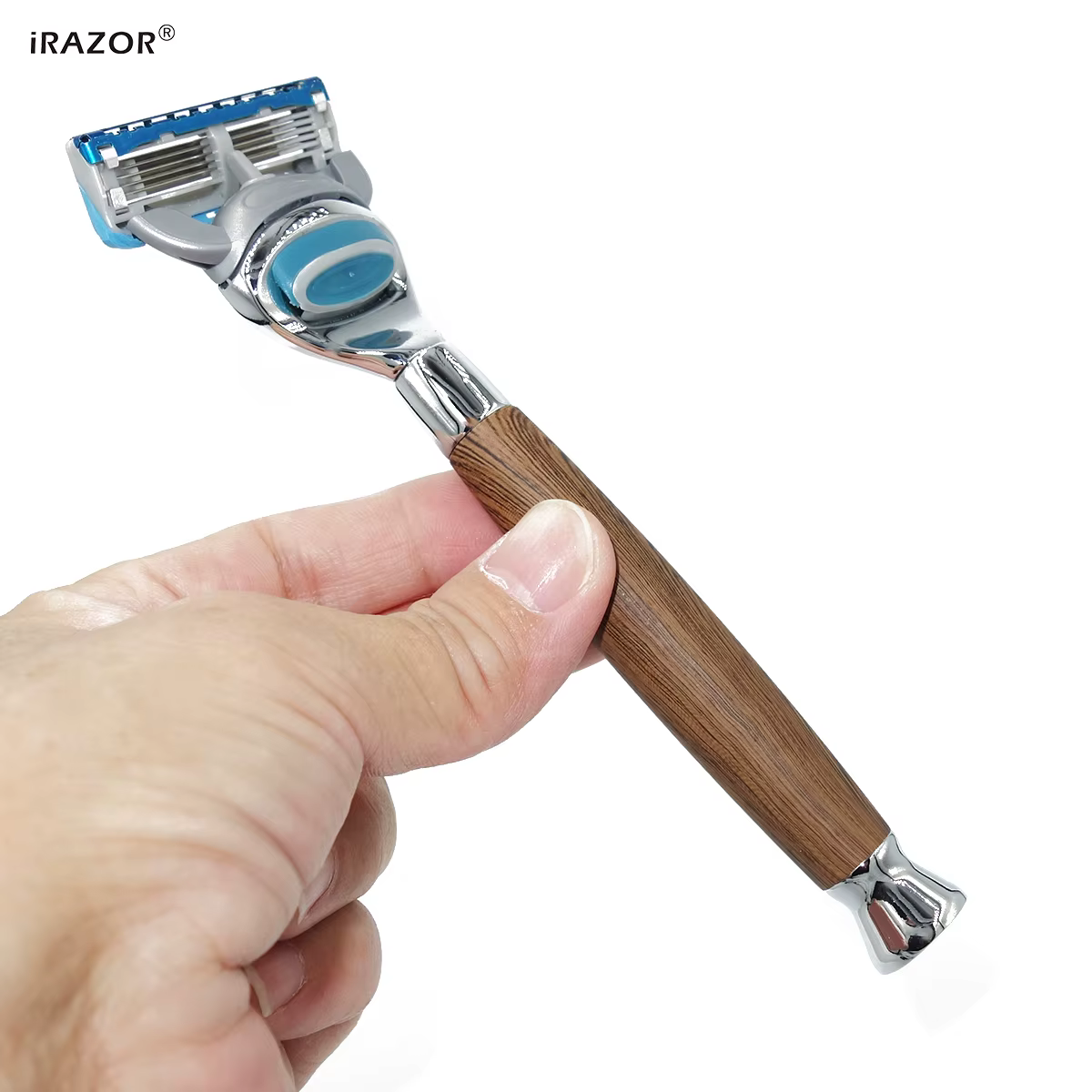 Rasoir Classique à 5 Couches avec Manche en Bois pour Homme