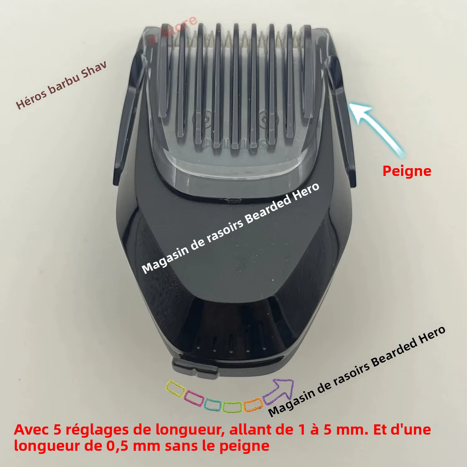 Styler de barbe réglable AC20 avec 5 réglages de longueur pour rasoir S5531 S5666 S7731 S7782 S8050 S9987 XP9201 XP9405