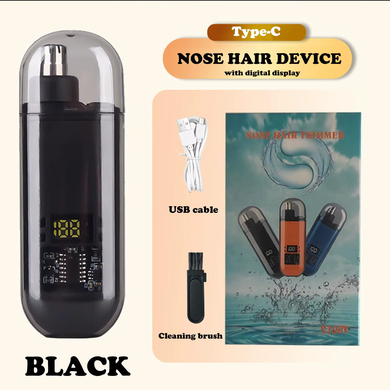 Convient aux hommes, tondeuse à cheveux électrique portable pour le nez et les oreilles avec chargement USB