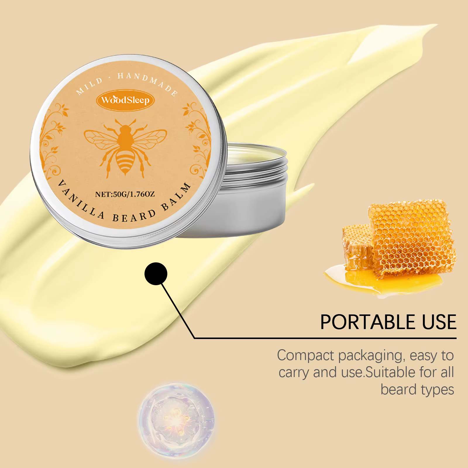 Baume à barbe naturel vanille pour hommes
