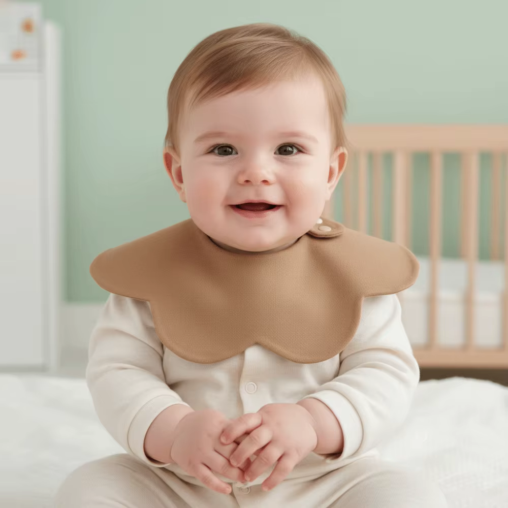 Bavoir bébé uni double face, confortable à porter, motif pétale, en coton doux, pour la bave et les éructations