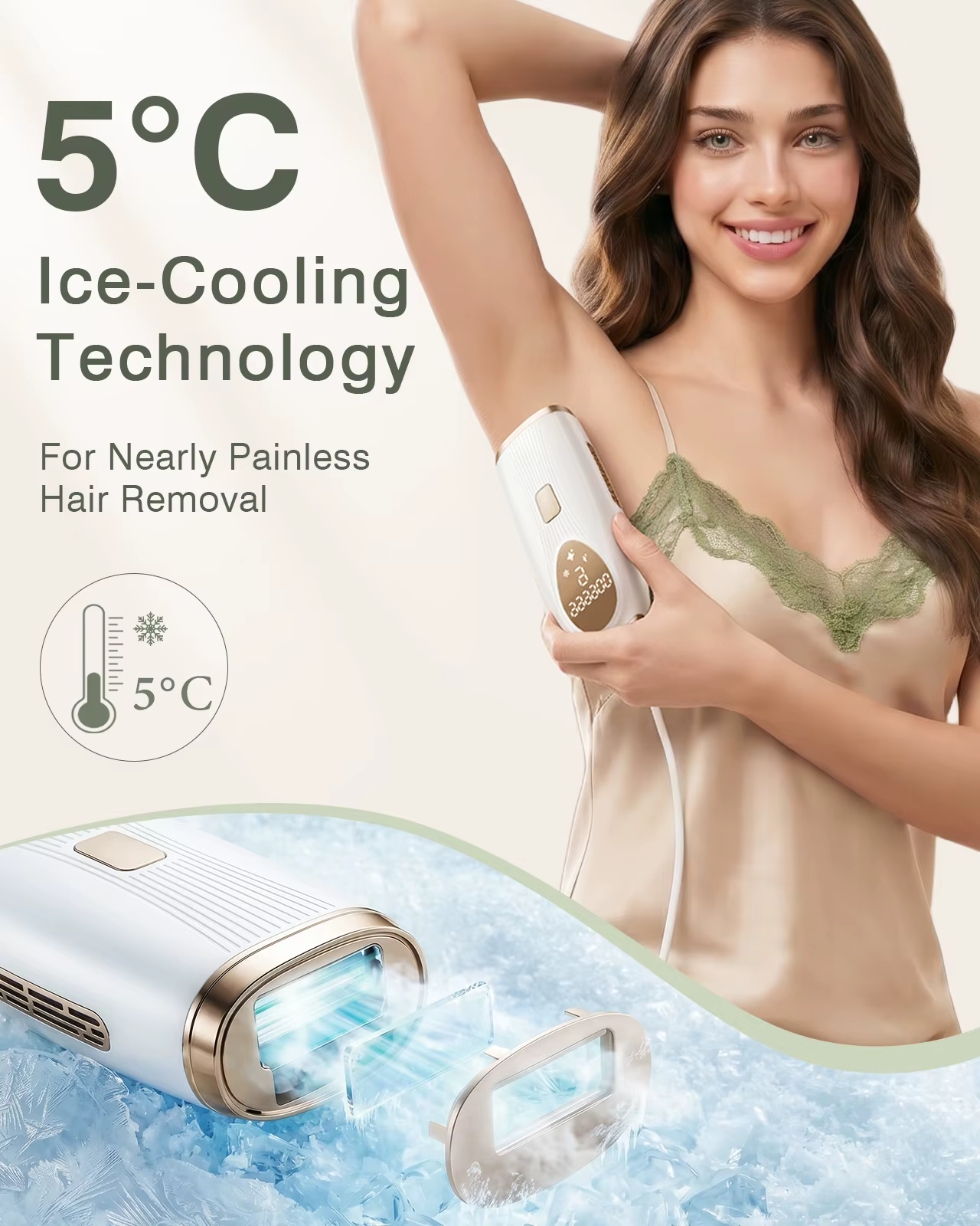 Épilation IPL avec fonction de refroidissement par glace pour femmes