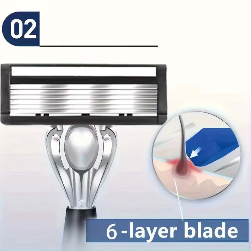 Kit de rasage premium pour homme avec rasoir à 6 lames