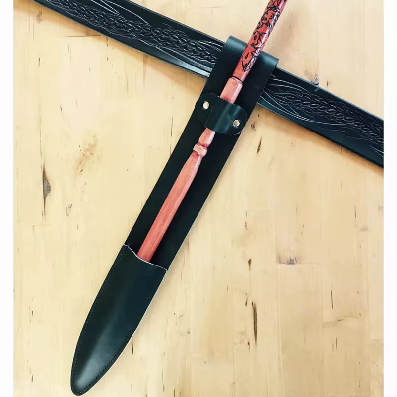 Baguette magique de sorcier de sorcière médiévale, support de bâton de moulage, étui de ceinture en cuir portable, Kit d'accessoires de Costume de magicien