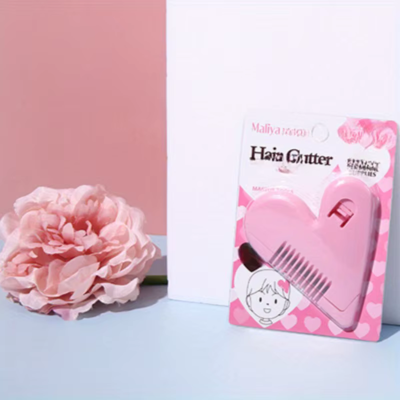 Lot de 3 peignes à cheveux double face en forme de cœur pêche rose