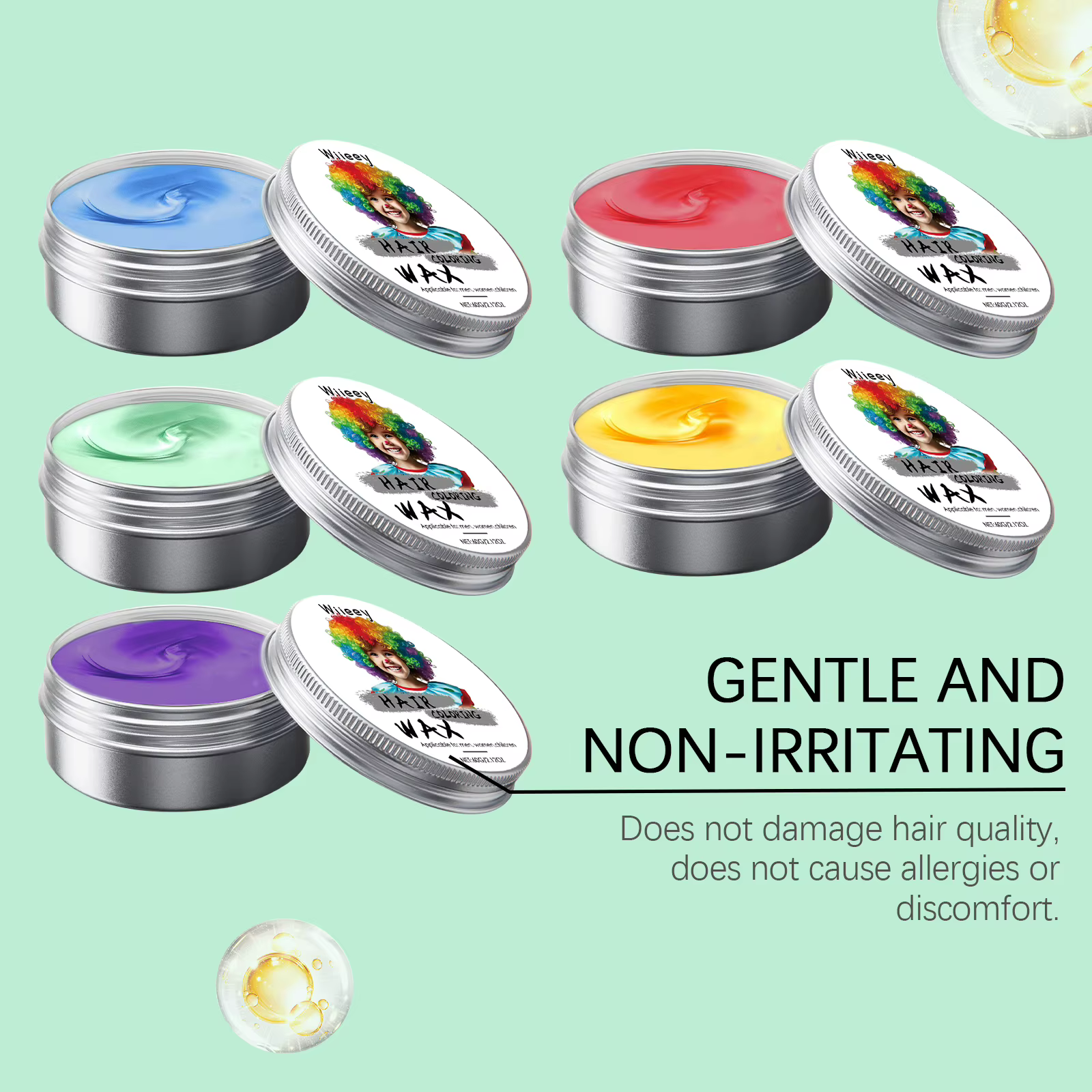 Cire colorante temporaire pour cheveux d'enfants, 9 couleurs, facile à utiliser, se lave rapidement, sans irritation, outil de coiffure DIY pour fêtes, pâte colorante jetable