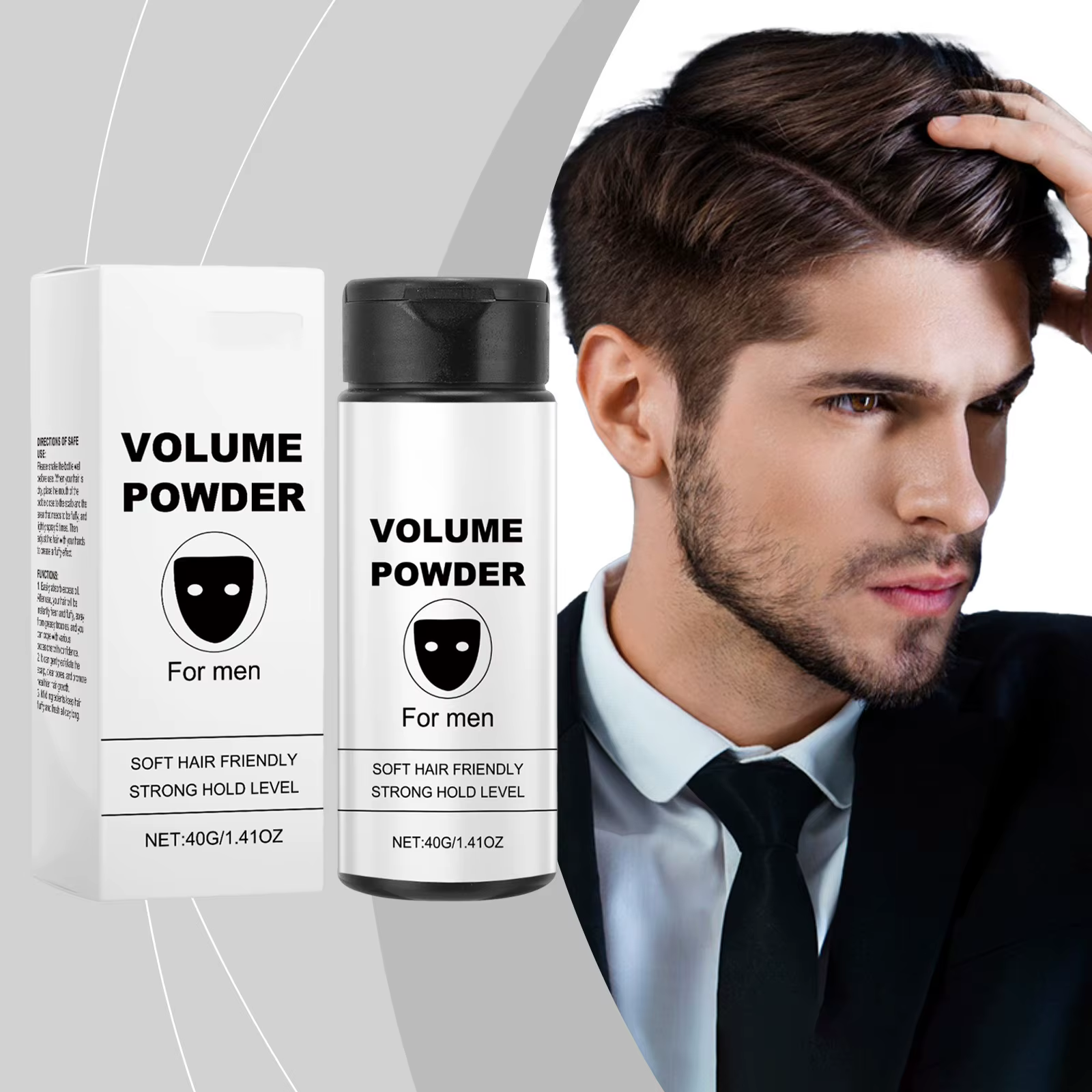 Poudre Volumisante Homme Fixation Forte Texturisante Contrôle Longue Durée de l'Huile Fini Mat Salon Coiffage Épaississant Volume et Douceur