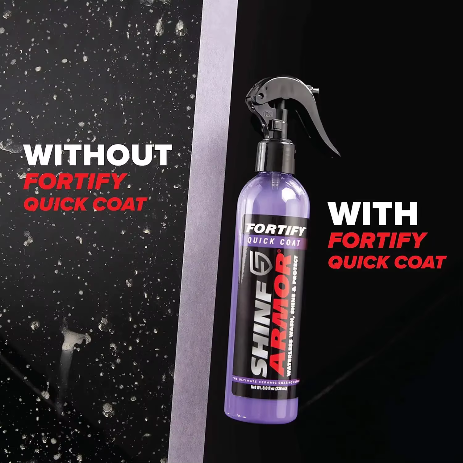 SHINE Revêtement Céramique Fortifiant, Cire de Polissage Rapide pour Voiture, Spray de Lavage Sans Eau, Cire Hydrophobe, Couche de Finition Polymère pour Peinture
