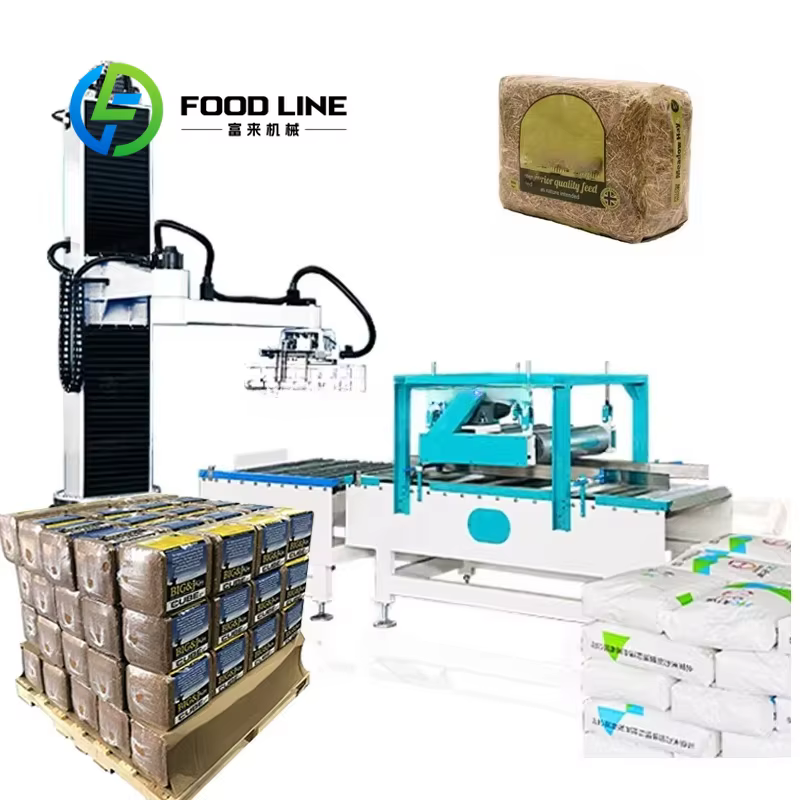 Machine de palettisation robotisée pour sacs de ciment, cartons, barils, seaux de 10 kg, 15 kg, 20 kg, 25 kg, 50 kg, ligne d'emballage en bois