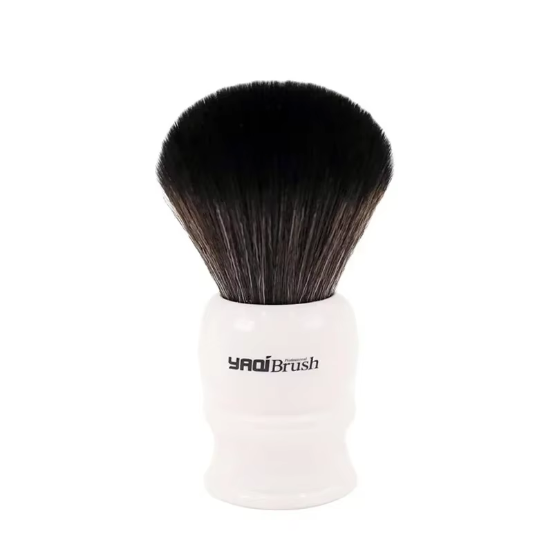 Brosse de rasage humide Yaqi 30mm taille noeud blanc poignée noir cheveux synthétiques