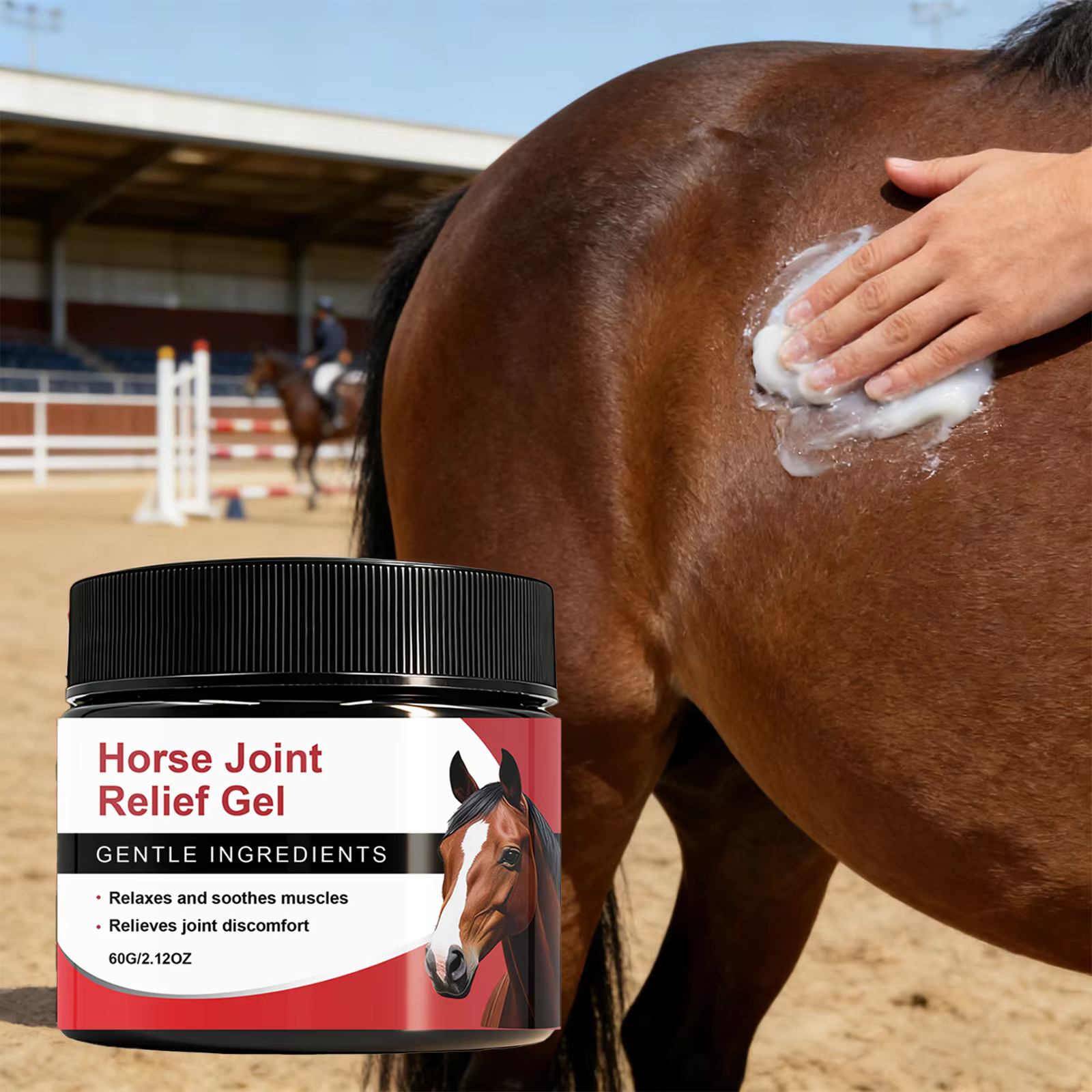 Gel pour les muscles et les articulations des chevaux avec calendula naturelle Q10, soin apaisant pour la peau, pour le confort équin, gel de récupération léger pour l'entraînement, 60g