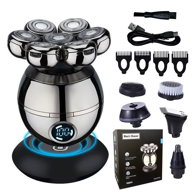 Rasoir électrique 7D flottant coupe tête Base charge Portable hommes tondeuse à barbe