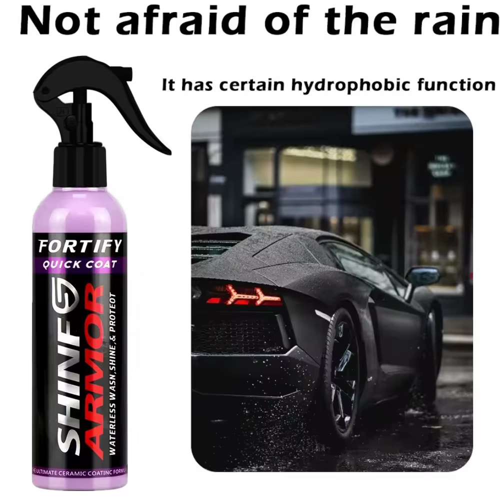 SHINE Fortify Quick Coat – Cire céramique pour voiture, spray de polissage, lavage sans eau et cire, couche de finition hydrophobe