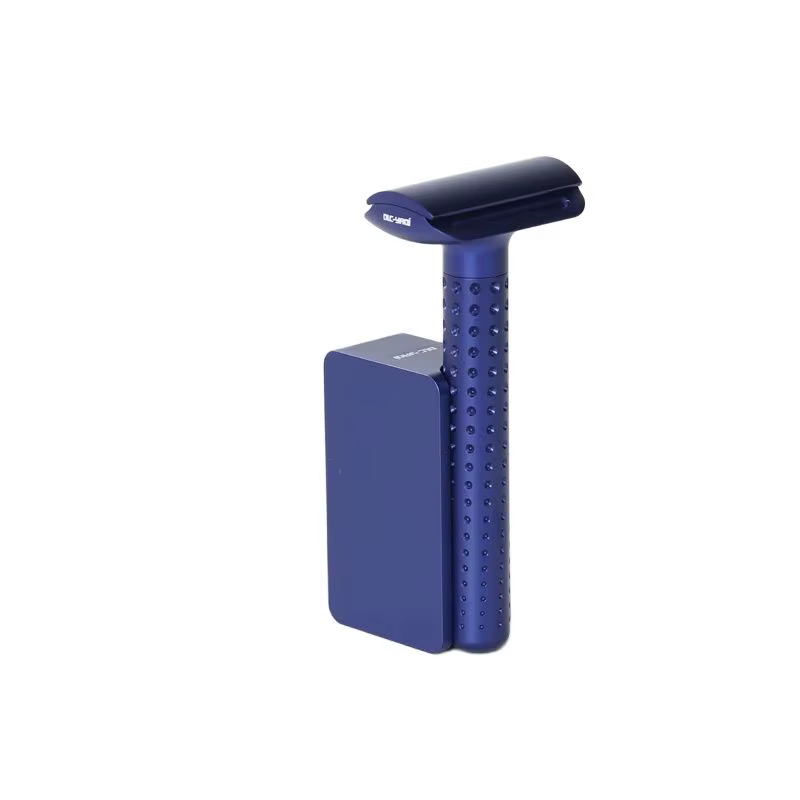 Yaqi Sputnik rasoir et support de sécurité en aluminium pour hommes de couleur bleu foncé