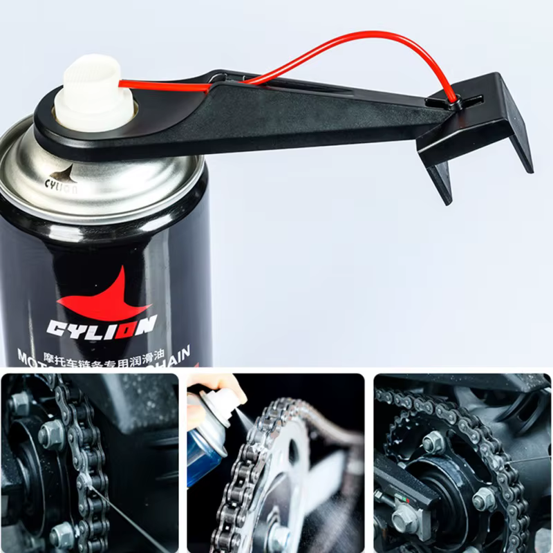 Outil universel de lubrification de chaîne de moto, fixation de huileur sans goutte avec brosse de nettoyage, applicateur de cire pour l'entretien des vélos