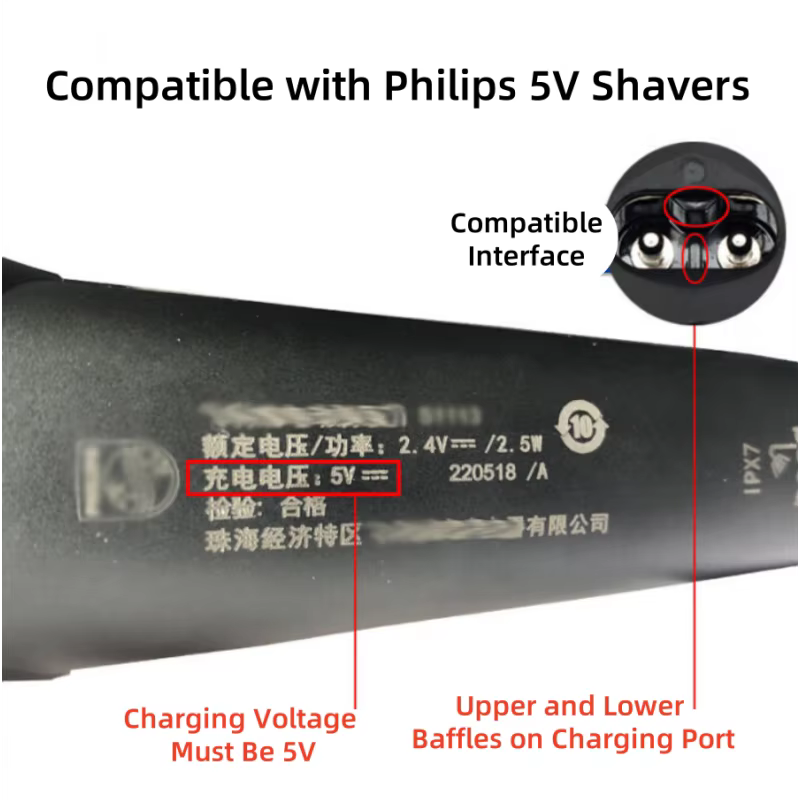 Câble de Charge 5V pour Rasoir Électrique Philips Série 1000 S1112 S1115 S1118