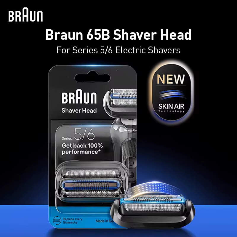 Tête de rasoir de rechange Braun 65B avec grille de protection Hydrate Skin Guard compatible avec les rasoirs Series 5 et 6