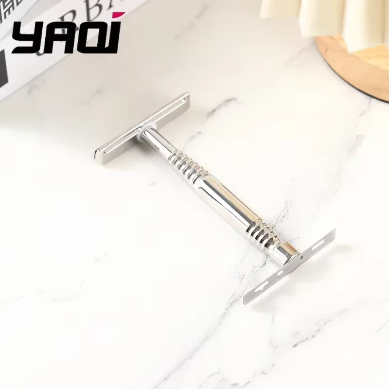 Rasoir de sécurité à double tranchant en acier inoxydable Yaqi Duomo 2026 avec manche classique confortable pour le rasage masculin