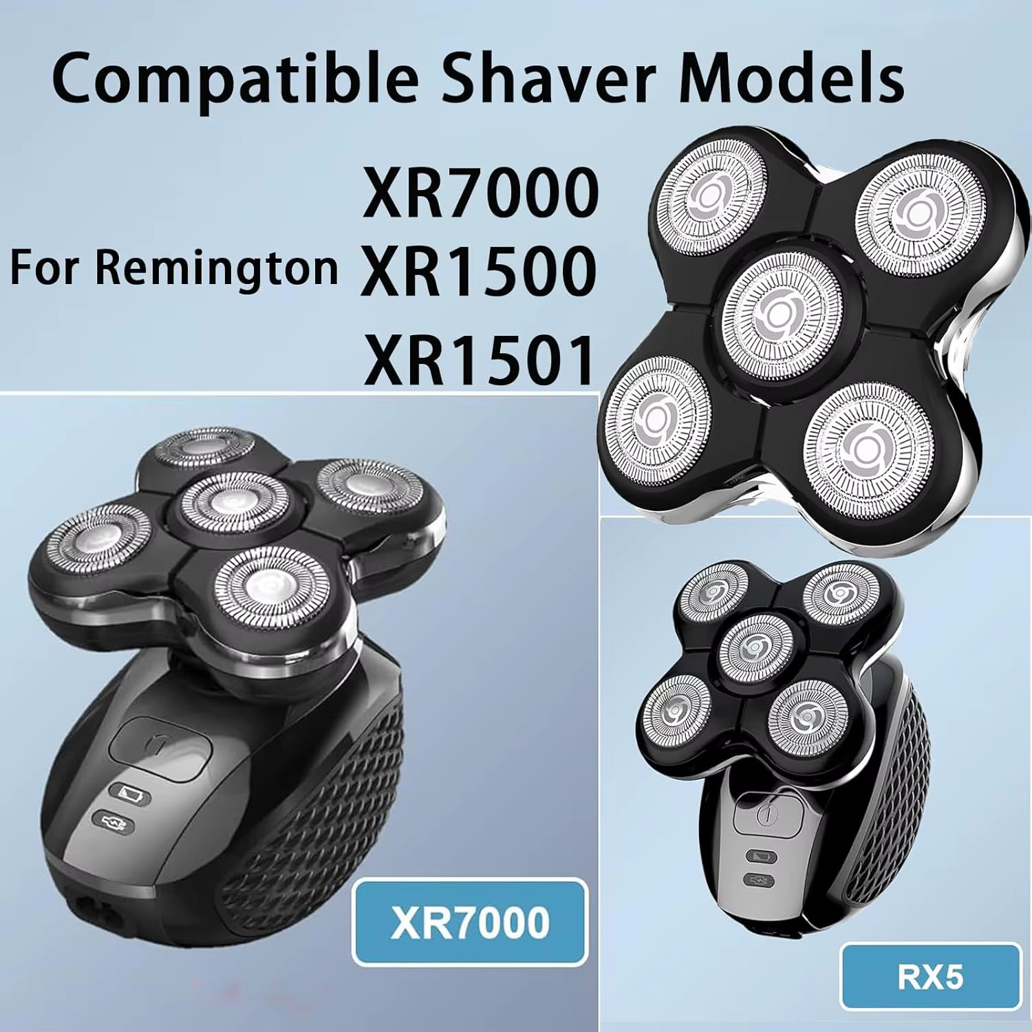 Têtes de rechange compatibles avec le rasoir électrique Remington Balder Pro modèle XR7000 & XR1500 & XR1501 pour hommes chauve