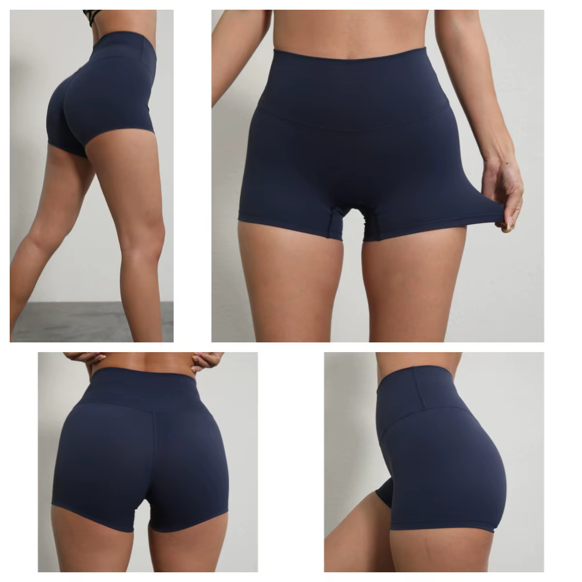 Couleur unie femmes Fitness Sport court taille haute Yoga court Legging vélo doux Squatting preuve entraînement complet Jog Athleti