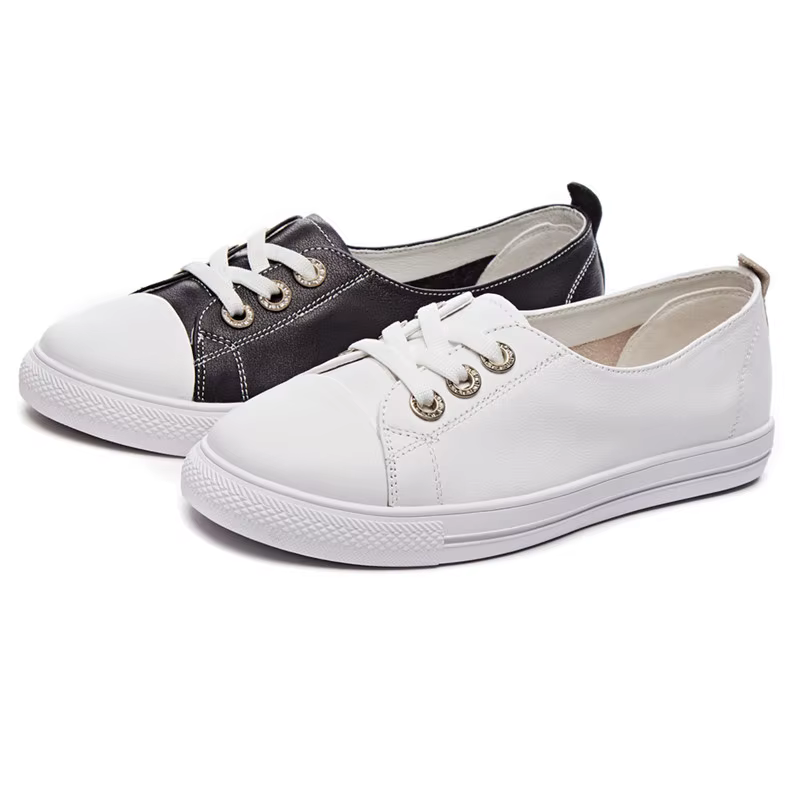 Chaussures en cuir blanches à coupe basse pour femmes, polyvalentes, plates, à enfiler, grande taille, pour étudiantes, printemps, 2021, g54
