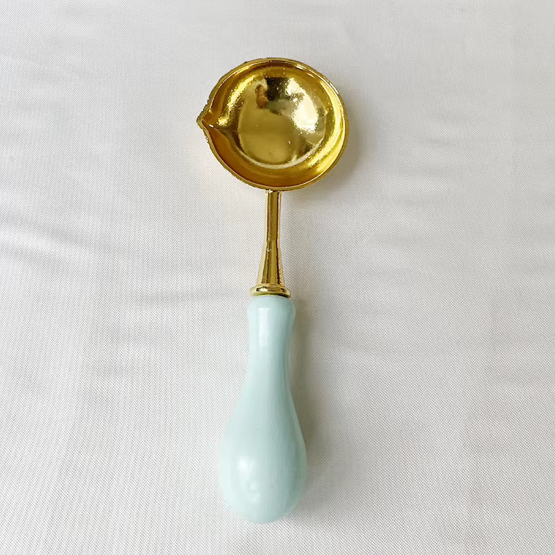 Cuillère d'avertissement en plastique avec poignée anti-brûlure, laque d'avertissement pour sceaux, bancs d'invitation de mariage vintage, cuillère fondante, timbre en bois