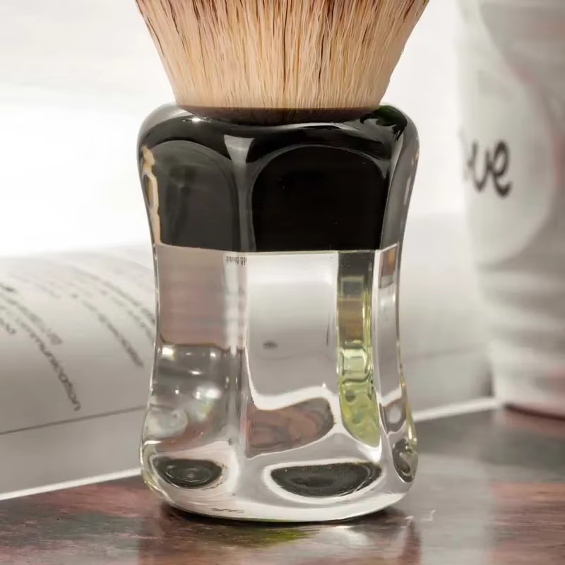 YAQI Robin cheveux synthétiques poignée transparente hommes brosse de rasage humide hommes produits de rasage