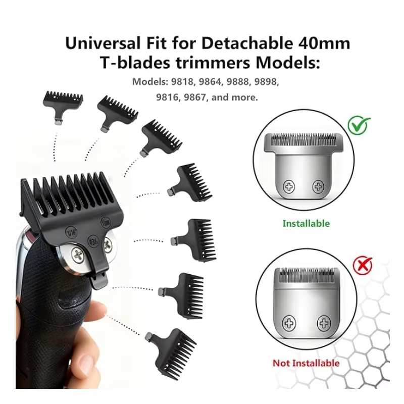 Kit de 8 Guides de Coupe pour Tondeuse à Barbe Wahl 40mm
