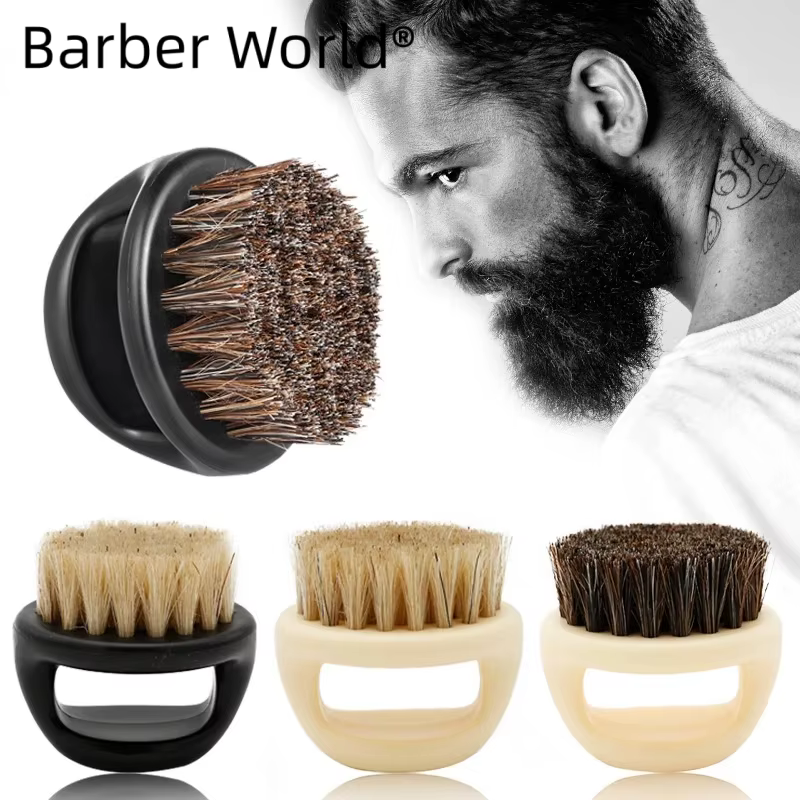 Hommes blaireau Portable barbier barbe brosses Salon visage nettoyage rasoir brosse en plastique cheval poils outils de rasage